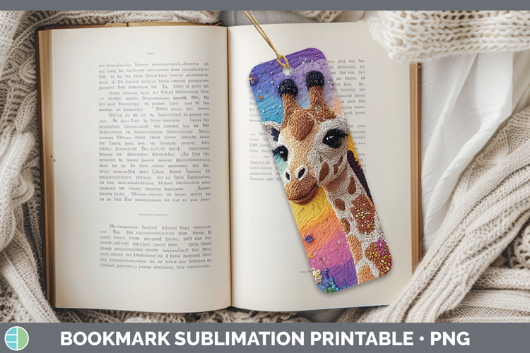 Safari Embroider Giraffe Bookmark Sublimation Printable Desi