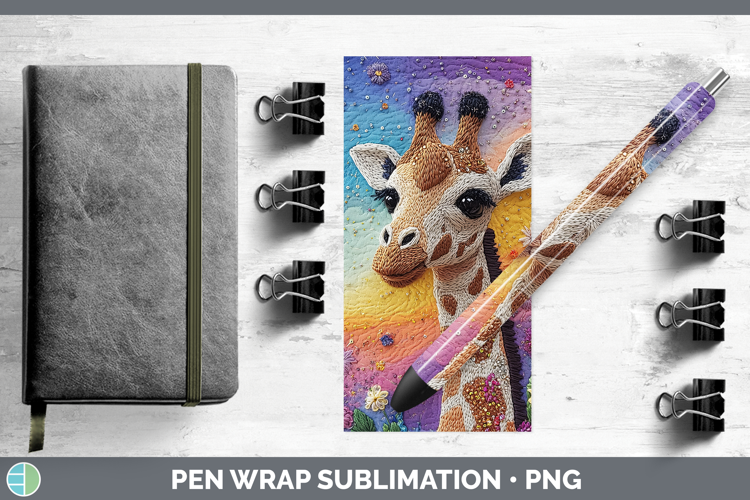 Safari Embroider Giraffe Pen Wrap Sublimation Pen Designs