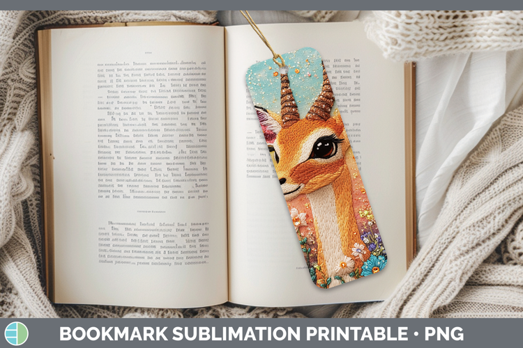 Safari Embroider Impala Bookmark Sublimation Printable Desig
