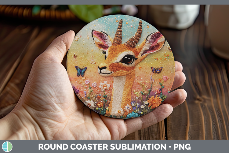 Safari Embroider Impala Round Coaster Sublimation Coaster De