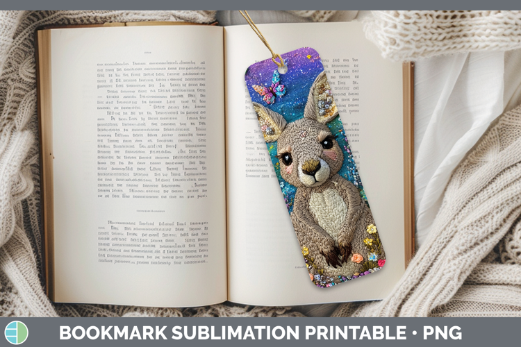 Safari Embroider Kangaroo Bookmark Sublimation Printable Des