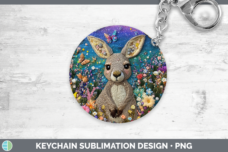 Safari Embroider Kangaroo Keychain Sublimation Keyring Desig