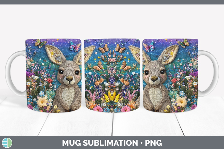 Safari Embroider Kangaroo Mug Wrap Sublimation Coffee Cup De