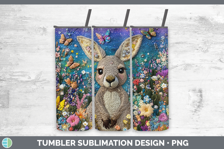 Safari Embroider Kangaroo Tumbler Sublimation 20 oz Skinny T