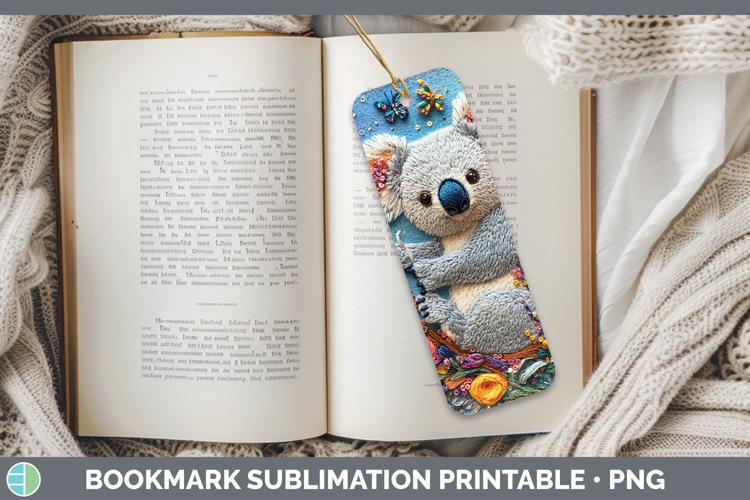 Safari Embroider Koala Bookmark Sublimation Printable Design