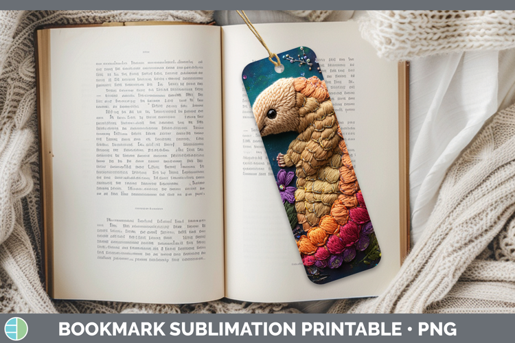 Safari Embroider Pangolin Bookmark Sublimation Printable Des