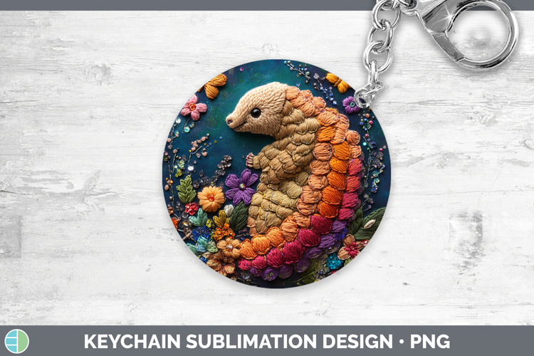 Safari Embroider Pangolin Keychain Sublimation Keyring Desig