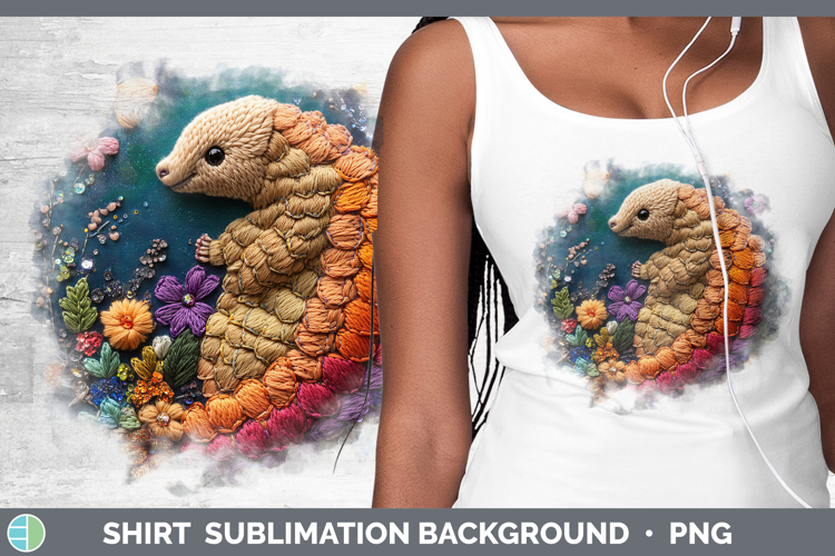Safari Embroider Pangolin Shirt Sublimation Sublimation Back