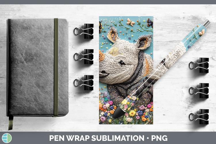 Safari Embroider Rhino Pen Wrap Sublimation Pen Designs