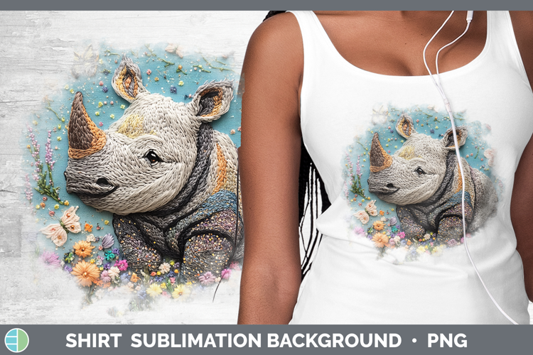 Safari Embroider Rhino Shirt Sublimation Sublimation Backgro