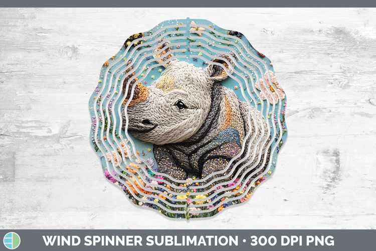 Safari Embroider Rhino Wind Spinner Sublimation Spinner Desi