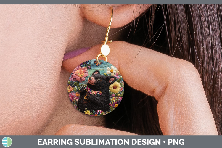 Safari Embroider Tasmanian Devil Round Earrings Sublimation