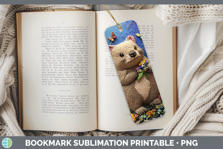 Safari Embroider Wombat Bookmark Sublimation Printable Desig