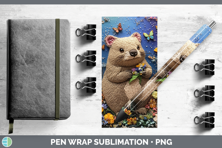 Safari Embroider Wombat Pen Wrap Sublimation Pen Designs