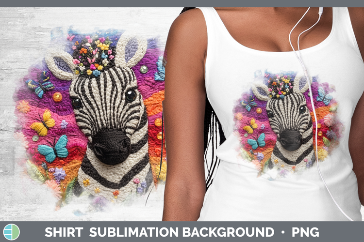 Safari Embroider Zebra Shirt Sublimation Sublimation Backgro
