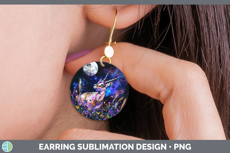 Safari Galaxy Antelope Round Earrings Sublimation Earrings D