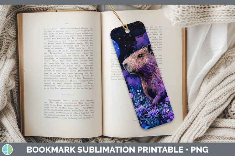 Safari Galaxy Capybara Bookmark Sublimation Printable Design