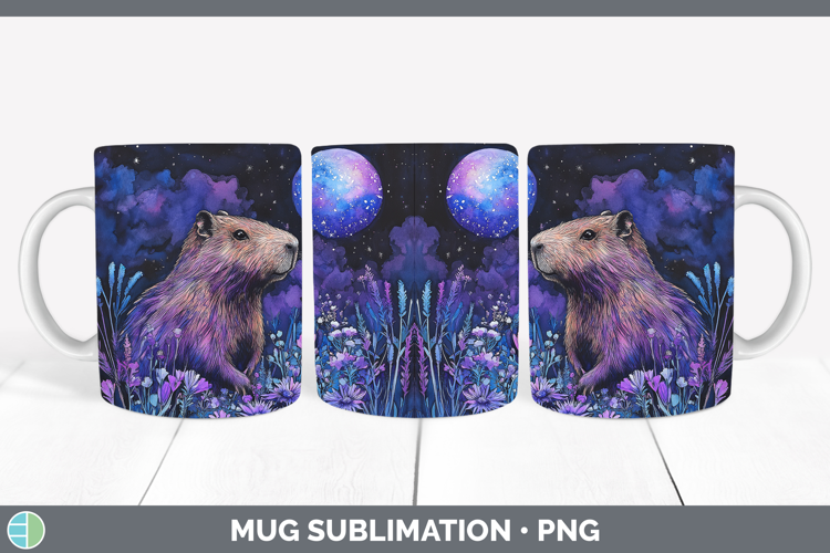 Safari Galaxy Capybara Mug Wrap Sublimation Coffee Cup Desig