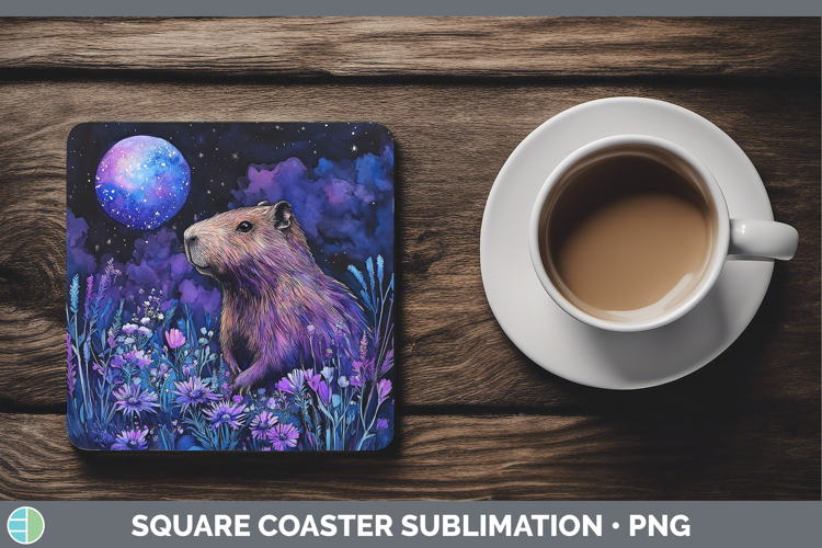 Safari Galaxy Capybara Square Coaster Sublimation Coaster De