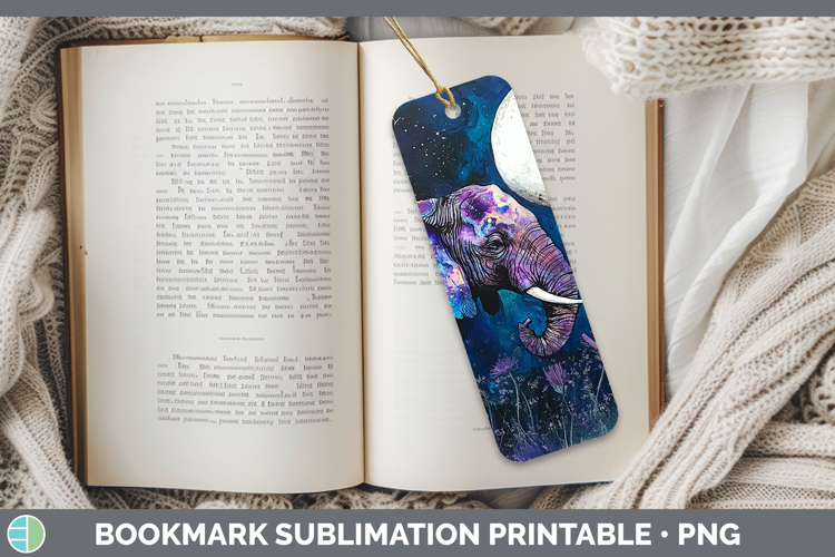 Safari Galaxy Elephant Bookmark Sublimation Printable Design
