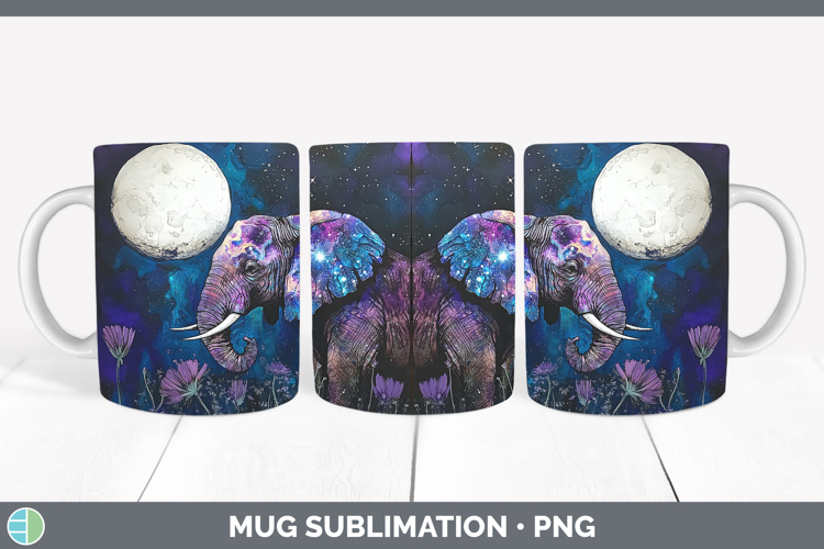 Safari Galaxy Elephant Mug Wrap Sublimation Coffee Cup Desig