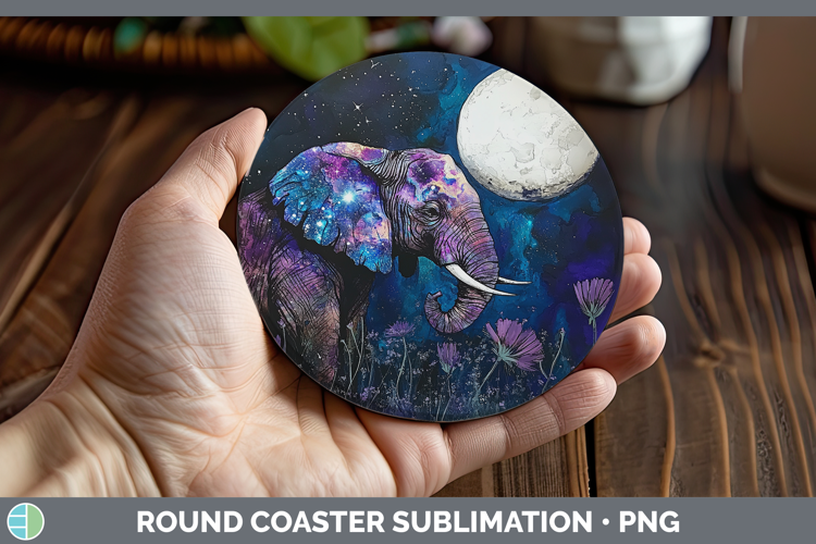 Safari Galaxy Elephant Round Coaster Sublimation Coaster Des