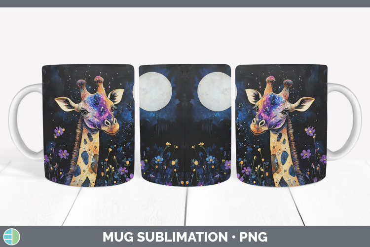 Safari Galaxy Giraffe Mug Wrap Sublimation Coffee Cup Design