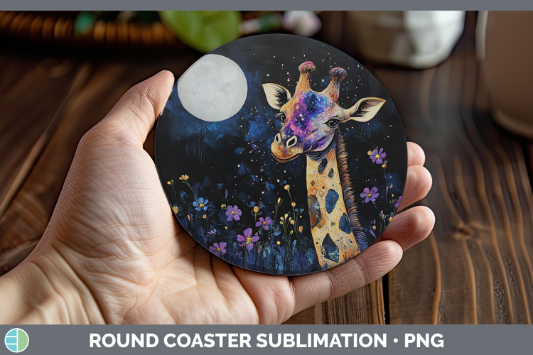 Safari Galaxy Giraffe Round Coaster Sublimation Coaster Desi