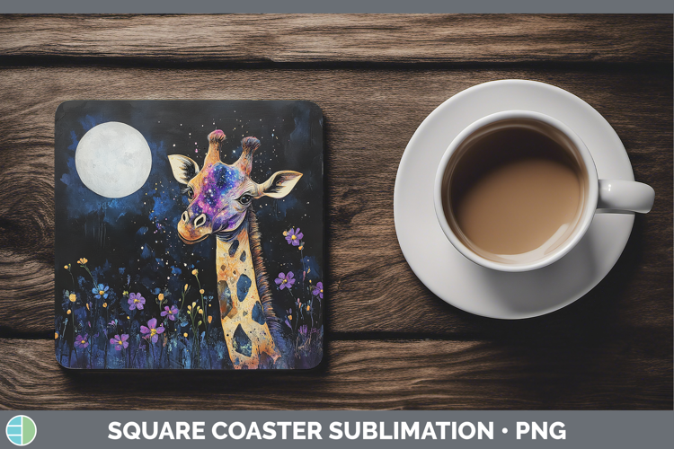 Safari Galaxy Giraffe Square Coaster Sublimation Coaster Des