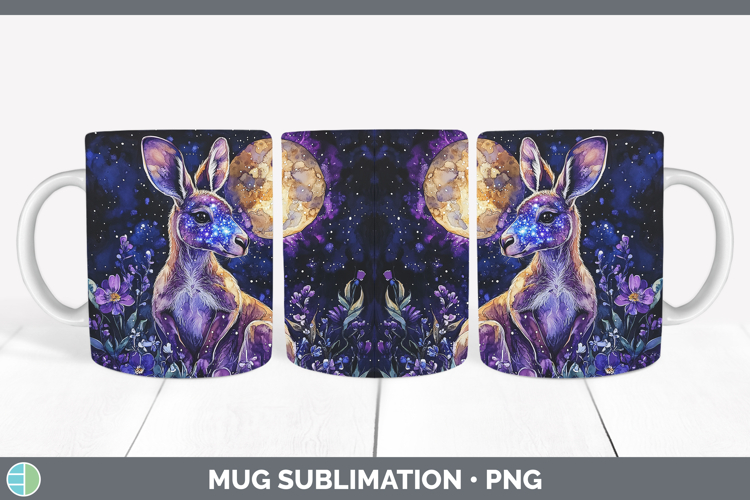 Safari Galaxy Kangaroo Mug Wrap Sublimation Coffee Cup Desig