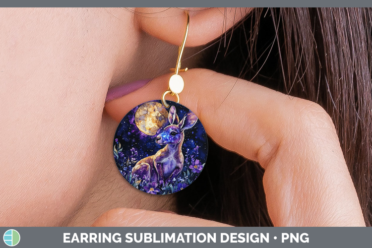 Safari Galaxy Kangaroo Round Earrings Sublimation Earrings D