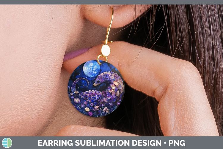 Safari Galaxy Pangolin Round Earrings Sublimation Earrings D