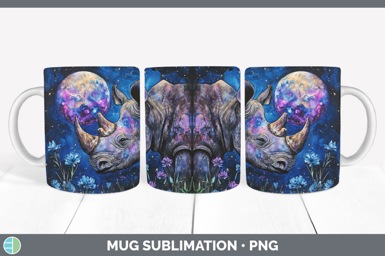 Safari Galaxy Rhino Mug Wrap Sublimation Coffee Cup Designs