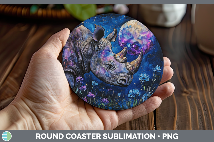 Safari Galaxy Rhino Round Coaster Sublimation Coaster Design