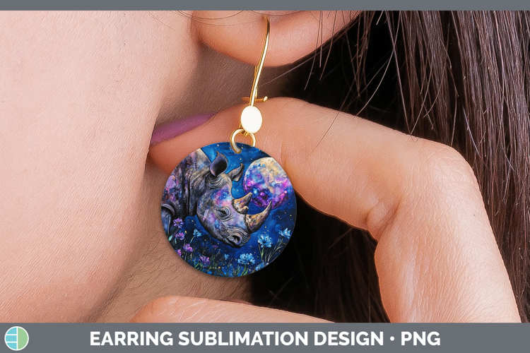 Safari Galaxy Rhino Round Earrings Sublimation Earrings Desi
