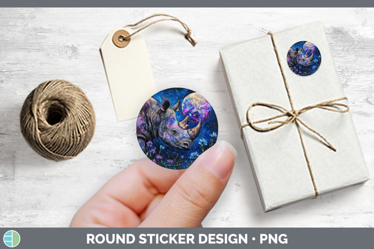 Safari Galaxy Rhino Stickers | Round Labels Designs