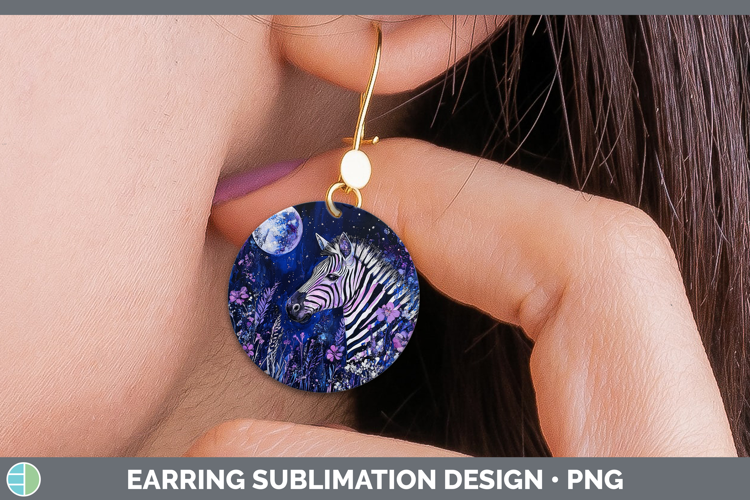 Safari Galaxy Zebra Round Earrings Sublimation Earrings Desi