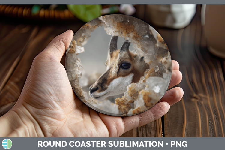 Antelope Round Coaster Safari Geode Wall Sublimation Coaster