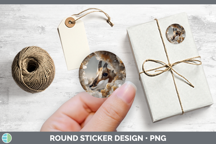 Safari Geode Wall Antelope Stickers | Round Labels Designs