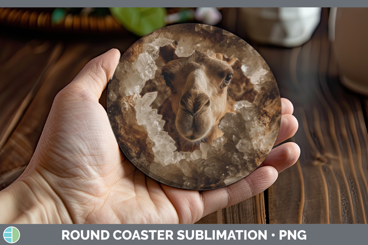 Camel Round Coaster Safari Geode Wall Sublimation Coaster De