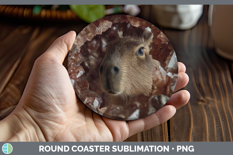 Capybara Round Coaster Safari Geode Wall Sublimation Coaster