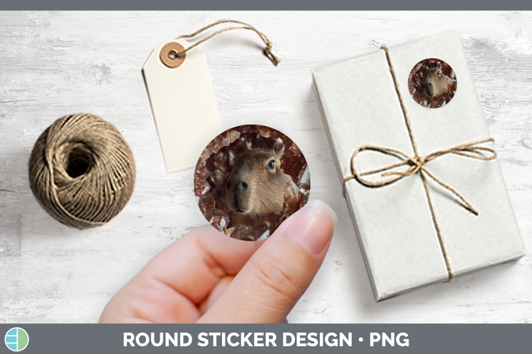 Safari Geode Wall Capybara Stickers | Round Labels Designs