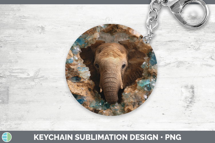 Elephant Keychain Safari Geode Wall Sublimation Keyring Desi