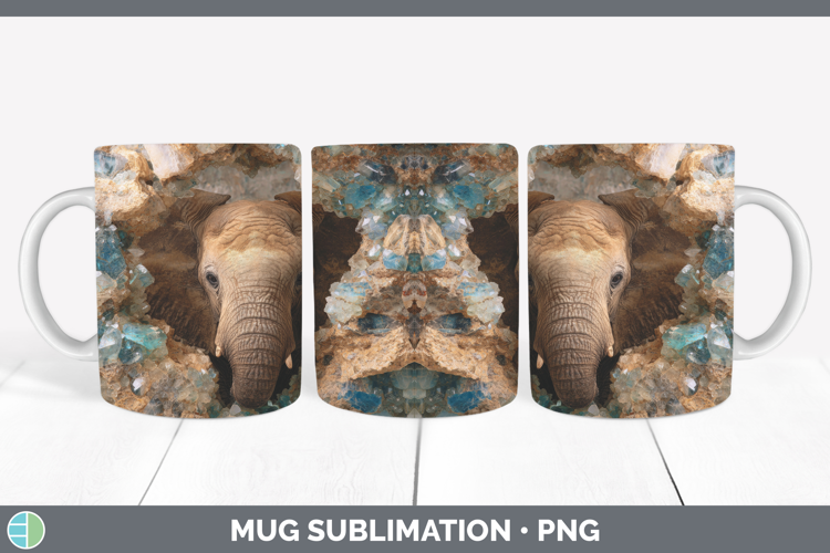 Elephant Mug Wrap Safari Geode Wall Sublimation Coffee Cup D
