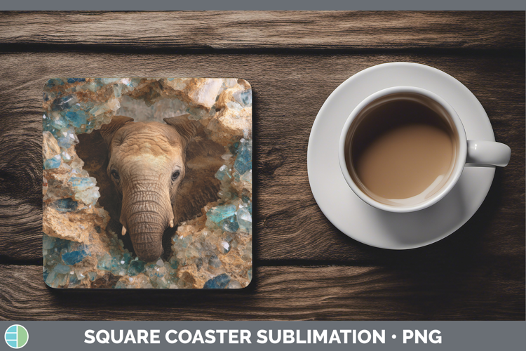 Elephant Square Coaster Safari Geode Wall Sublimation Coaste