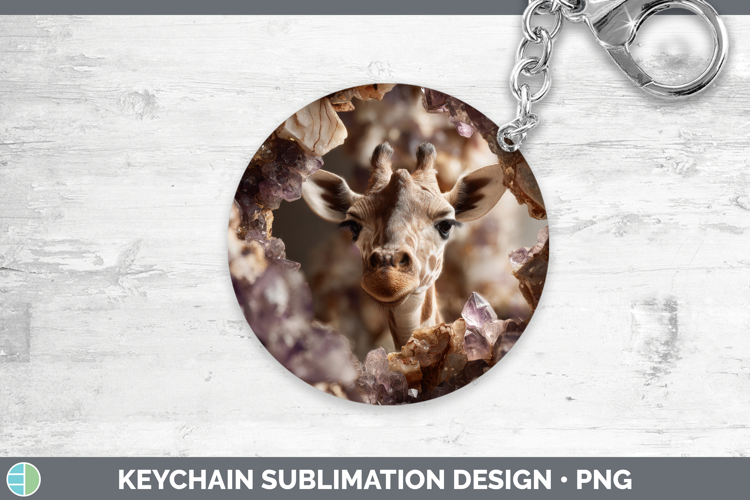 Giraffe Keychain Safari Geode Wall Sublimation Keyring Desig