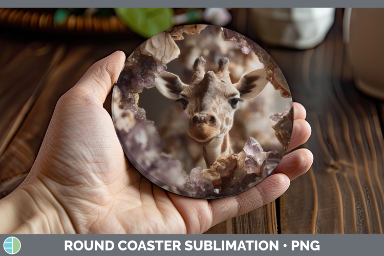 Giraffe Round Coaster Safari Geode Wall Sublimation Coaster