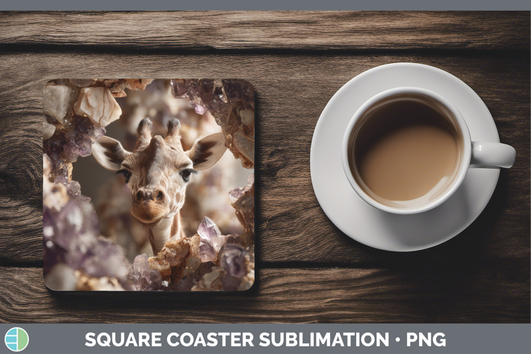 Giraffe Square Coaster Safari Geode Wall Sublimation Coaster