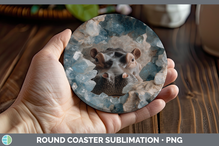 Hippo Round Coaster Safari Geode Wall Sublimation Coaster De
