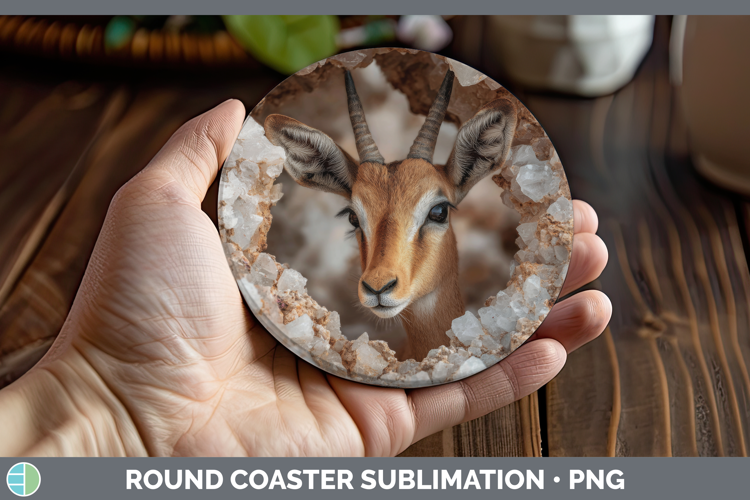 Impala Round Coaster Safari Geode Wall Sublimation Coaster D